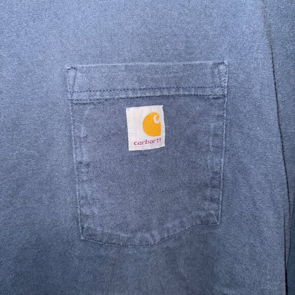 Carhartt Mens Navy Blue Long-Sleeve Shirt With Pocket Loose Fit 4XL - Picture 5 of 8